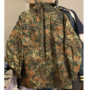 1980's German Army Camo Flecktarn Bundeswehr Parka Hoodie - Size M